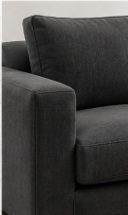 Sofa rendered in dark charcoal graphite colourway