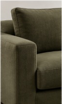 Sofa rendered in olive green upholstery colourway