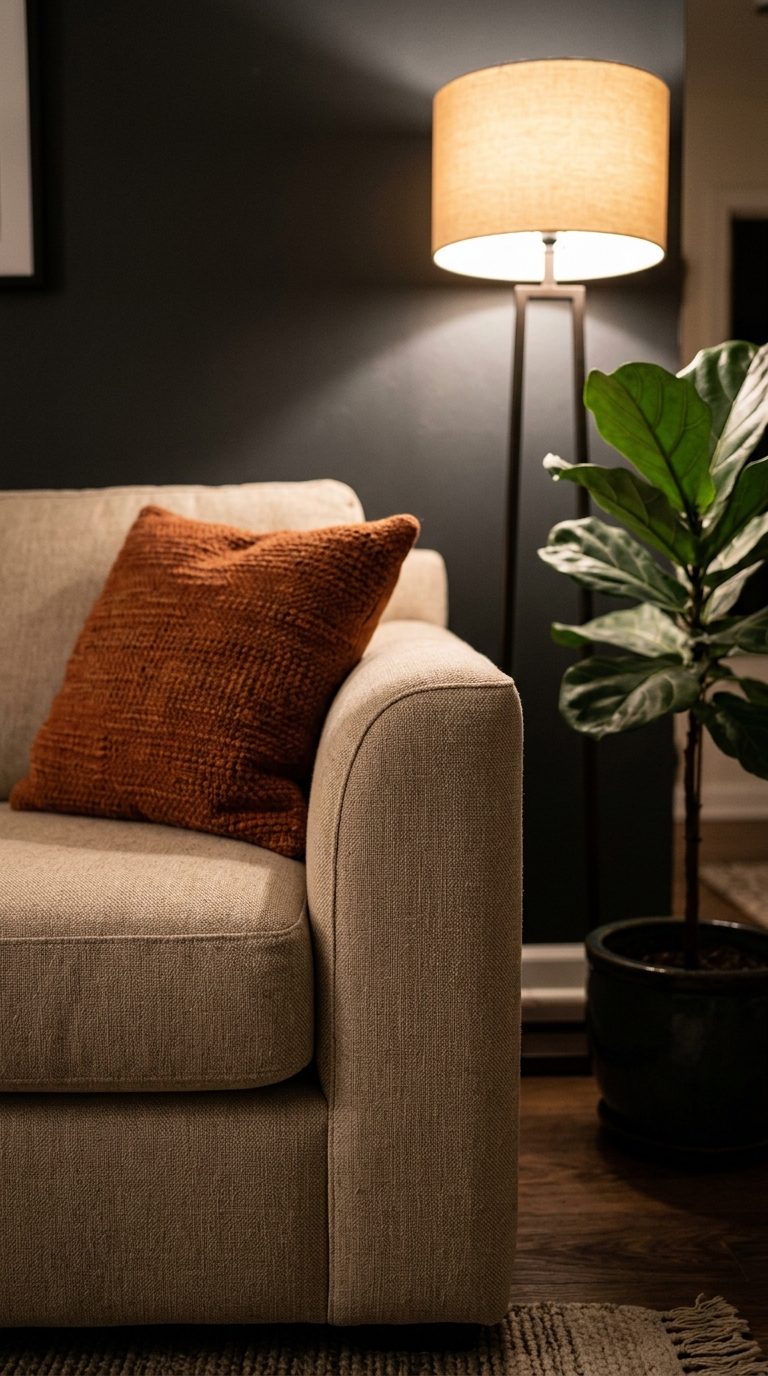 Finished sofa delivered and arranged in a modern interior setting