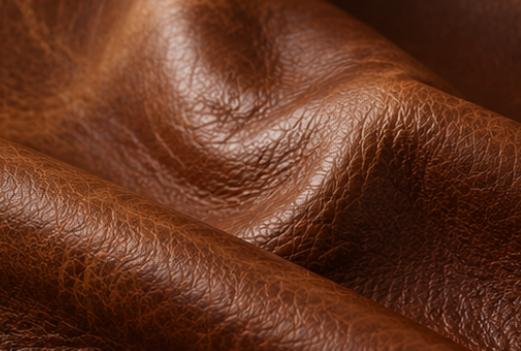 Genuine leather upholstery material sample with subtle grain texture