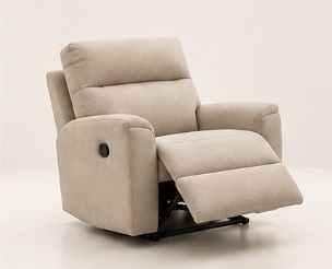 Single seater recliner chair upholstered in fabric